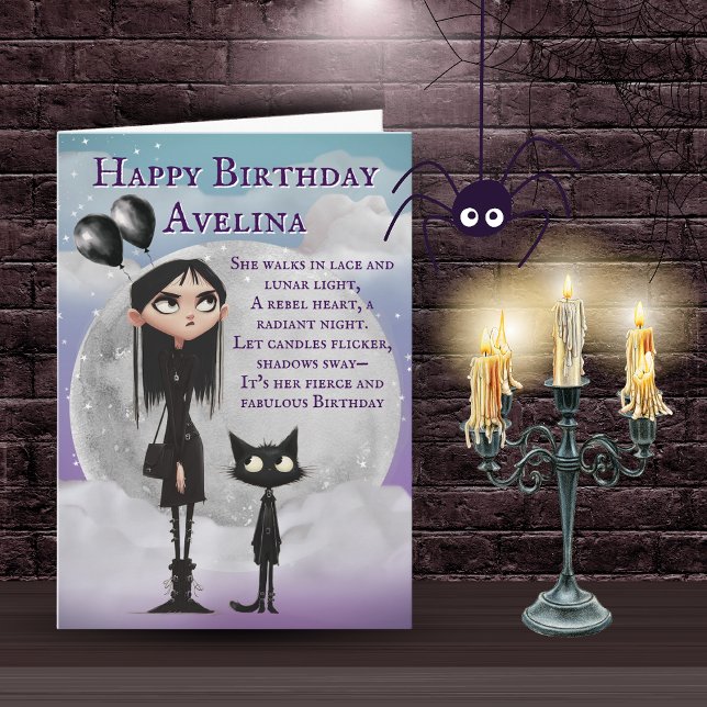 Carte d'anniversaire de fille gothique mignonne av (Créateur téléchargé)