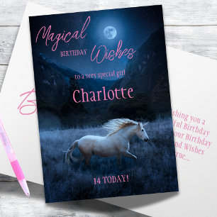 Carte d'anniversaire de fille Unicorne blanche ave