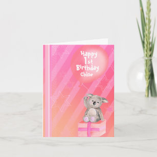 Carte d'anniversaire de filles de rose de koala
