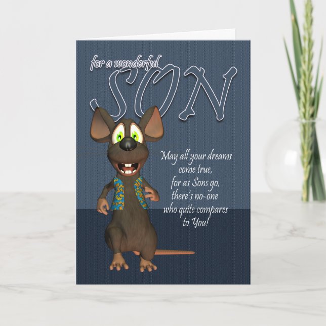 Carte d'anniversaire de fils - avec la souris (Devant)