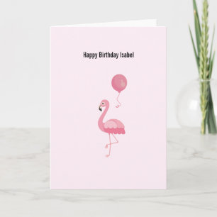 Carte d'anniversaire de Flamant rose rose mignonne