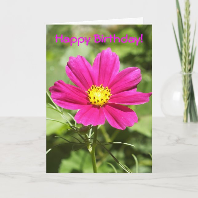 Carte d'anniversaire de fleur de cosmos (Devant)