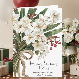 Carte d'anniversaire de fleur de naissance de déce