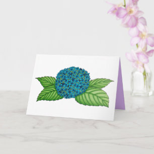 Carte d'anniversaire de fleur d'hydrangée bleue de