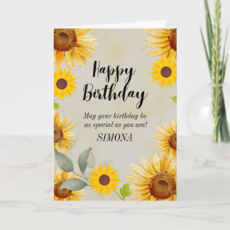 Carte d'anniversaire de fleurs de tournesol