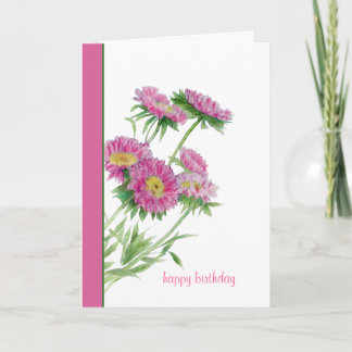 Carte d'anniversaire de fleurs roses