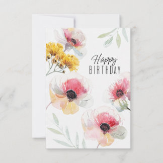 Carte d'anniversaire de fleurs | Salutation floral