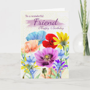 Carte d'anniversaire de fleurs sauvages