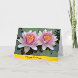 Carte d'anniversaire de flottement rose de Lotus