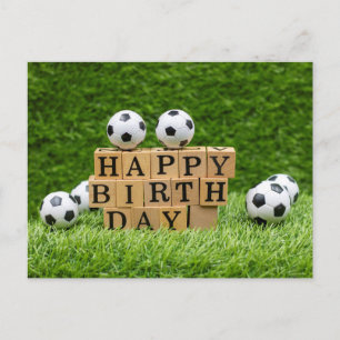 Carte d'anniversaire de football avec boules sur h