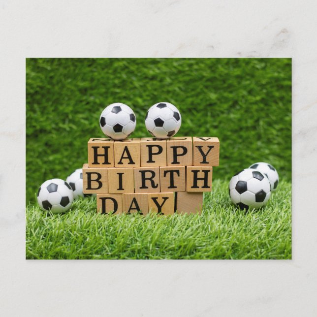 Carte d'anniversaire de football avec boules sur h (Devant)