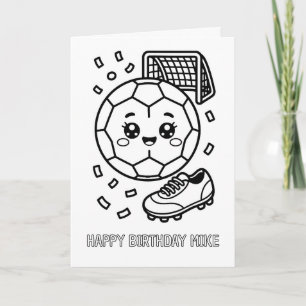 carte d'anniversaire de football pliée à colorier