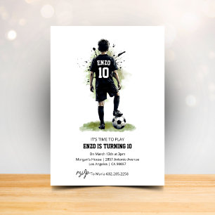 Carte d'anniversaire de football vue arrière en aq