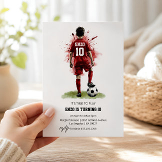 Carte d'anniversaire de football vue arrière garço