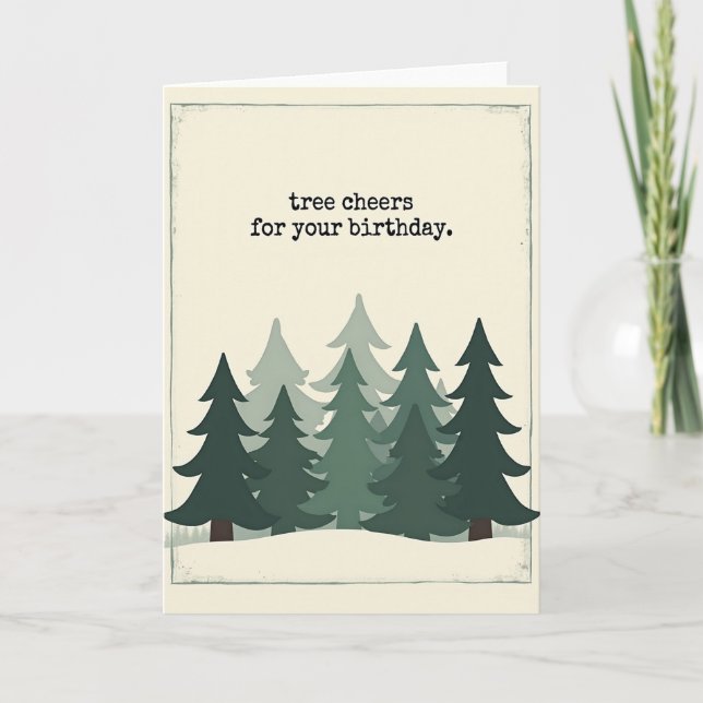 Carte d'anniversaire de forêt stylisée (Devant)