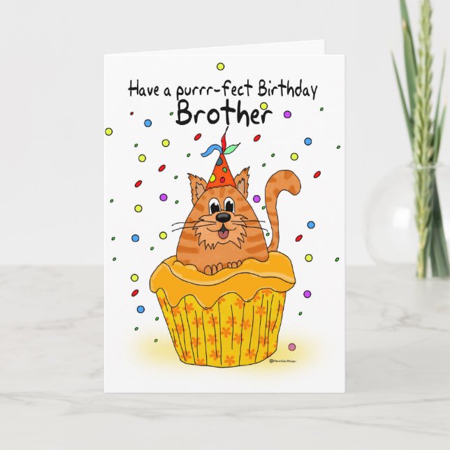 carte d'anniversaire de frère avec ginger cupcake  (Devant)