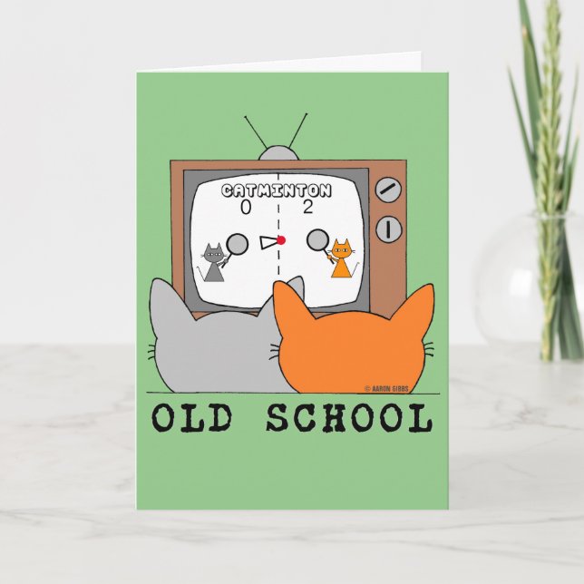 Carte d'anniversaire de gamer Rétro Vidéo Chats OL (Devant)