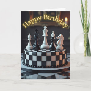 Carte d'anniversaire de gâteau de pièces d'échecs