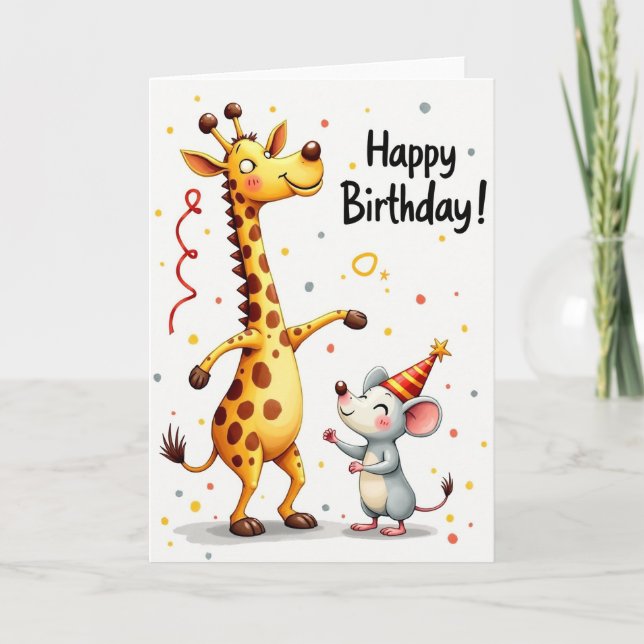 Carte d'anniversaire de girafe joyeuse (Devant)