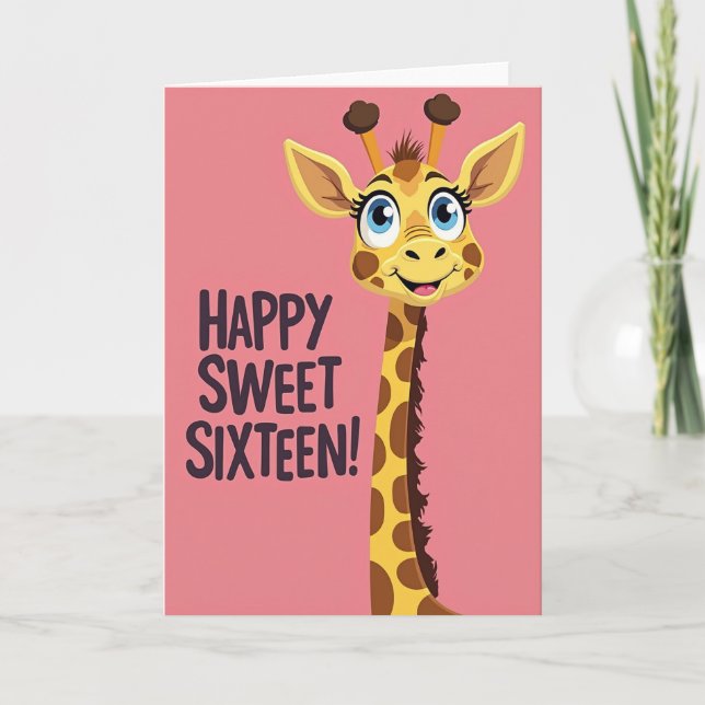 Carte d'anniversaire de girafe ludique (Devant)