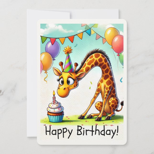 Carte d'anniversaire de girafe mignon  (Devant)