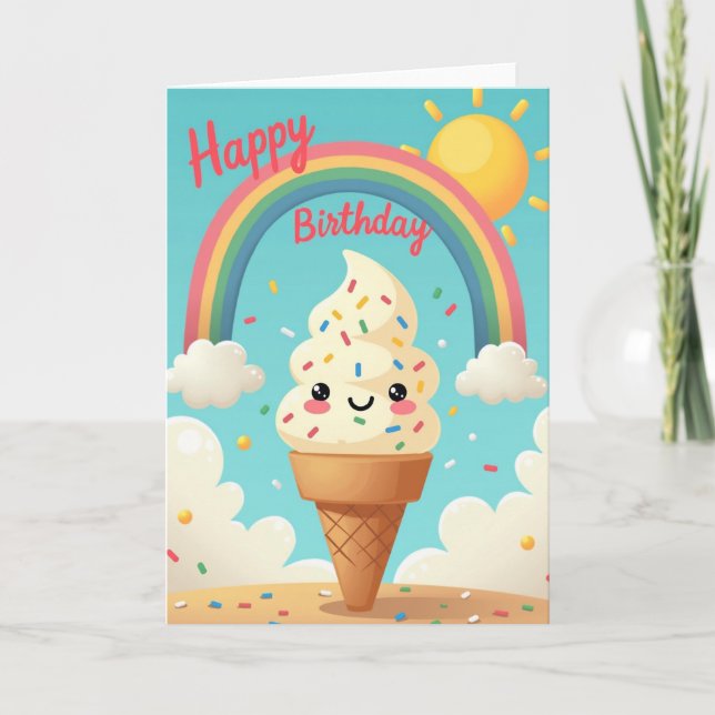 Carte d'anniversaire de glace fantaisiste (Devant)