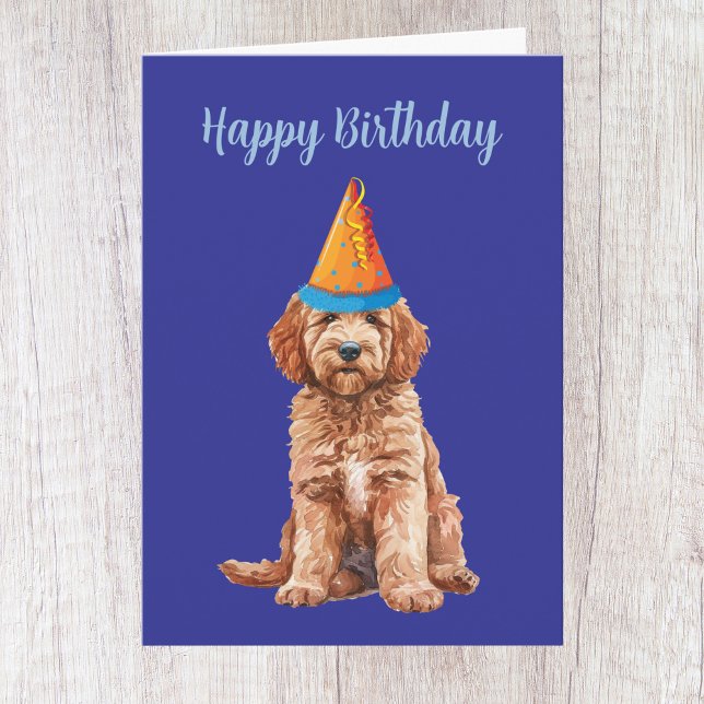 Carte d'anniversaire de Goldendoodle mignonne (Créateur téléchargé)