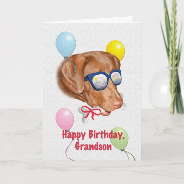 Carte d'anniversaire de Grand-fils avec chien du L (Devant)