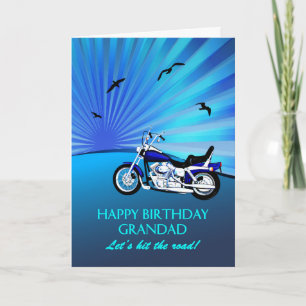 Carte d'anniversaire de grand-père moto coucher de