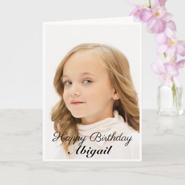 Carte d'anniversaire de grande photo personnalisée (Orchidée)