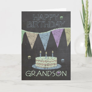 Carte d'anniversaire de Grandson à la carte à mâch
