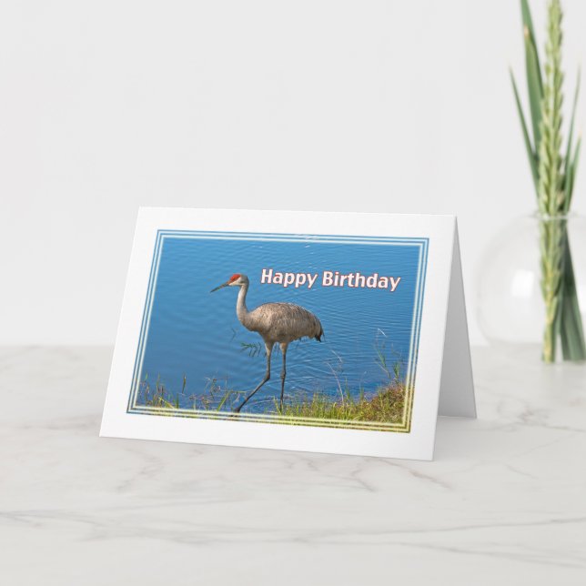 Carte d'anniversaire de grue de Sandhill (Devant)