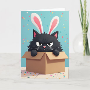 Carte d'anniversaire de Grumpy Bunny Cat