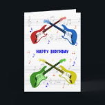 Carte d'anniversaire de guitare<br><div class="desc">Une belle carte d'anniversaire pour un guitariste. L'art coloré de guitare électrique avec une échelle de musique dans l'arrière - plan. On ne peut pas avoir trop de guitares. Une carte d'anniversaire de guitare très cool, célèbre l'énergie et le pur plaisir de cet instrument musical. Une carte d'anniversaire parfaite pour...</div>