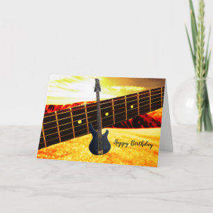 Carte d'anniversaire de guitare électrique dorée