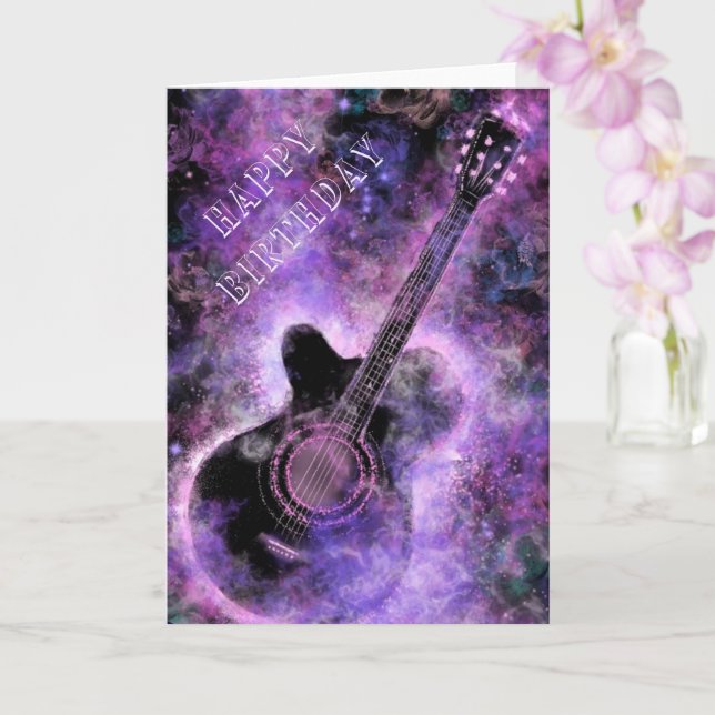 Carte d'anniversaire de guitare Rock and Roll (Orchidée)