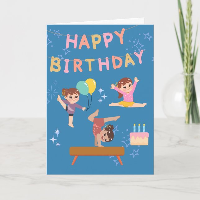 Carte d'anniversaire de gymnastique mignonne pour  (Devant)