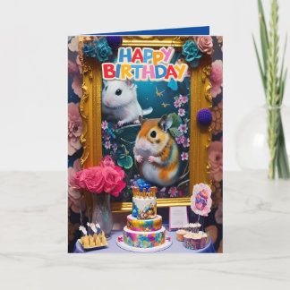 Carte d'anniversaire de hamsters syriens drôles et
