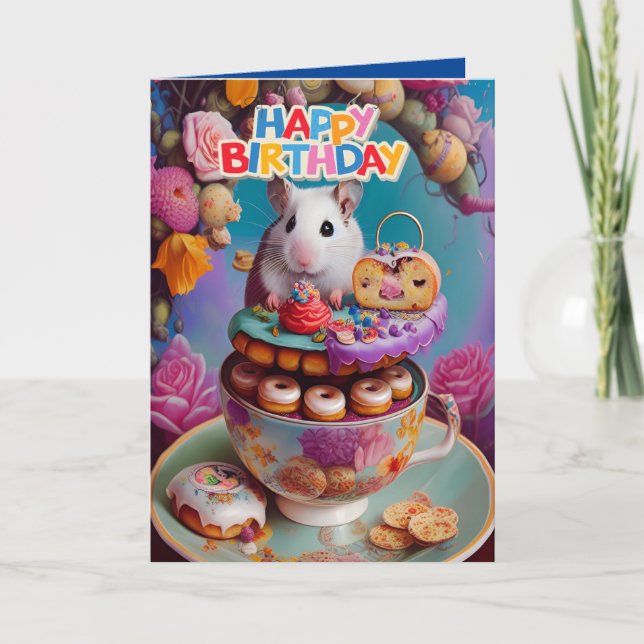 Carte d'anniversaire de hamsters syriens drôles et (Devant)