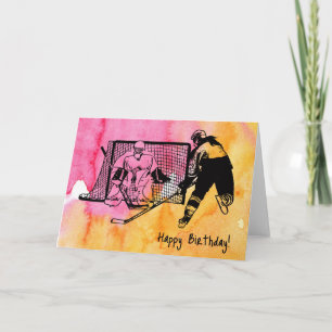 Carte d'anniversaire de hockey pour femmes encre c