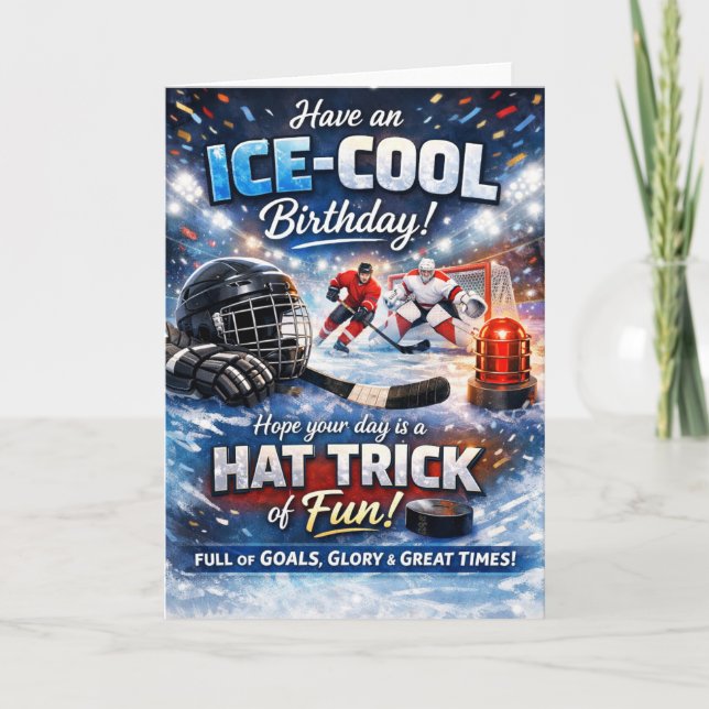 Carte d'anniversaire de hockey sur glace – Anniver (Devant)