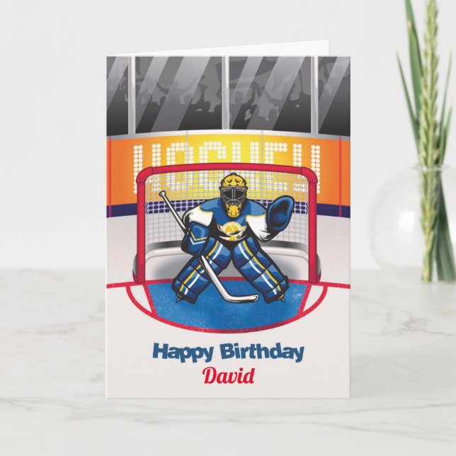 Carte d'anniversaire de hockey sur glace personnal (Devant)