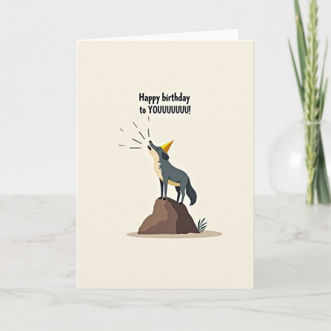 Carte d'anniversaire de hurlement joyeux de chiot (Devant)