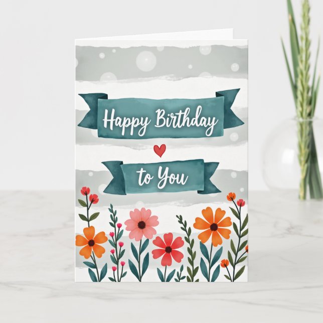 Carte d'anniversaire de jardin peintre (Devant)