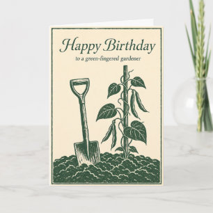 Carte d'anniversaire de jardinier aux doigts verts