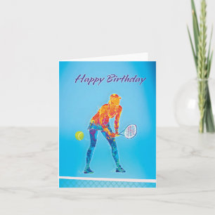 Carte d'anniversaire de joueur de tennis