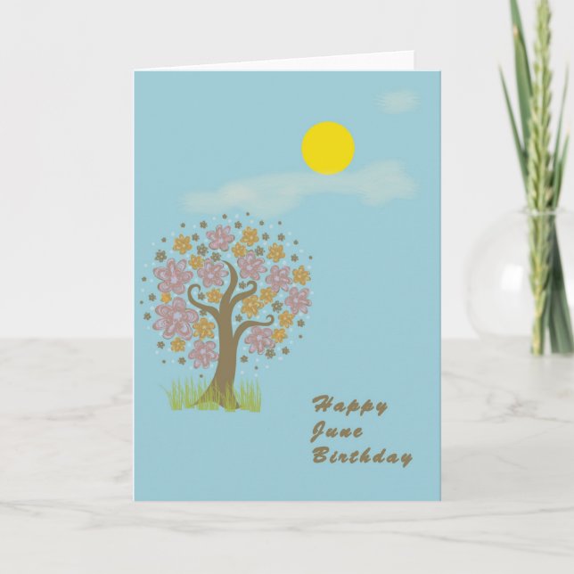 Carte d'anniversaire de juin avec blanc Sun & Crea (Devant)