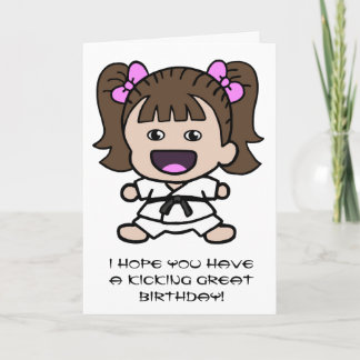 Carte d'anniversaire de karaté pour filles