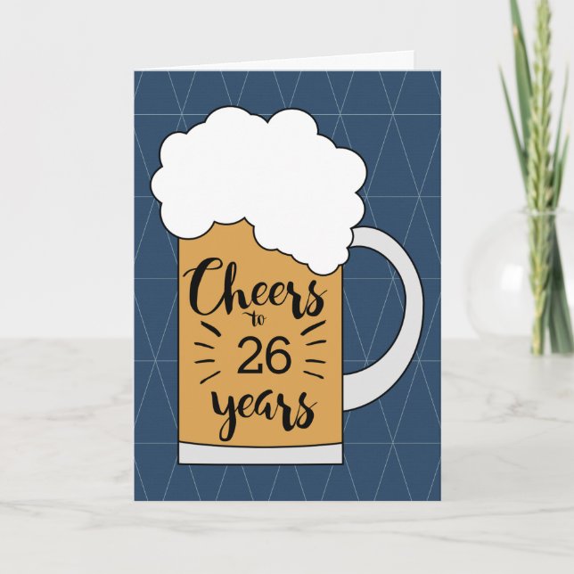 Carte d'anniversaire de la bière bleue - 26 ans (Devant)