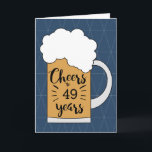 Carte d'anniversaire de la bière bleue - 49 ans<br><div class="desc">Une carte moderne de bière 49ème anniversaire pour lui. La face avant de cette carte est ornée d'une tasse de bière contre un arrière - plan bleu géométrique. À l'intérieur lit un message d'anniversaire, que vous pouvez facilement personnaliser. Le fond a une place pour vous de mettre l'année. Une tasse...</div>